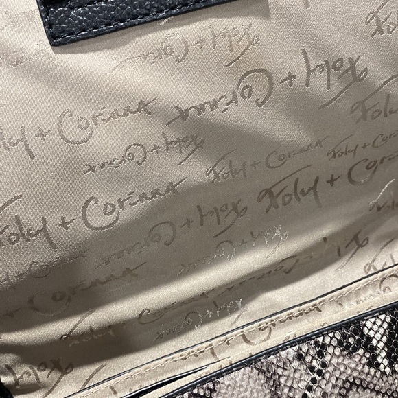 Foley + Corinna purse snake print chain crossbody leather shoulder bag rectangle - Picture 6 of 8